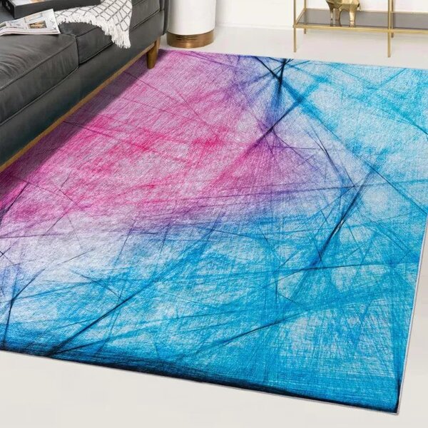 Makro Abra Kusový koberec pratelný TOSCANA 43860 Abstraktní moderní pogumovaný modrý fialový Rozměr: 160x230 cm