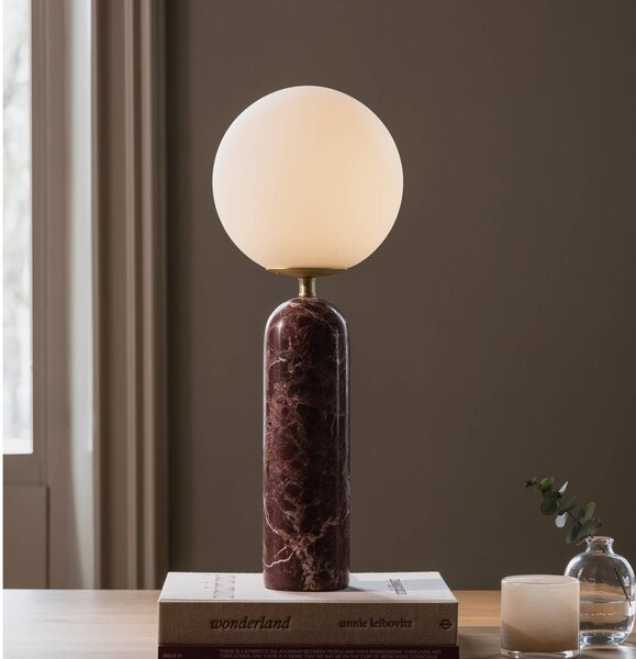 Globen Lighting Stolní lampa Torrano, červená, výška 53 cm, mramor, Červená, Obývací pokoj / jídelna, Kámen, Skandinávský