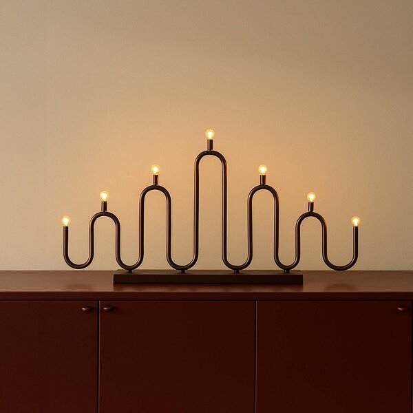 Globen Lighting svícen Noel 7, bronzový, šířka 76 cm, Bronz / starožitná mosaz, kov, Skandinávský