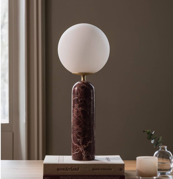 Globen Lighting Stolní lampa Torrano, červená, výška 53 cm, mramor, Červená, Obývací pokoj / jídelna, Kámen, Skandinávský