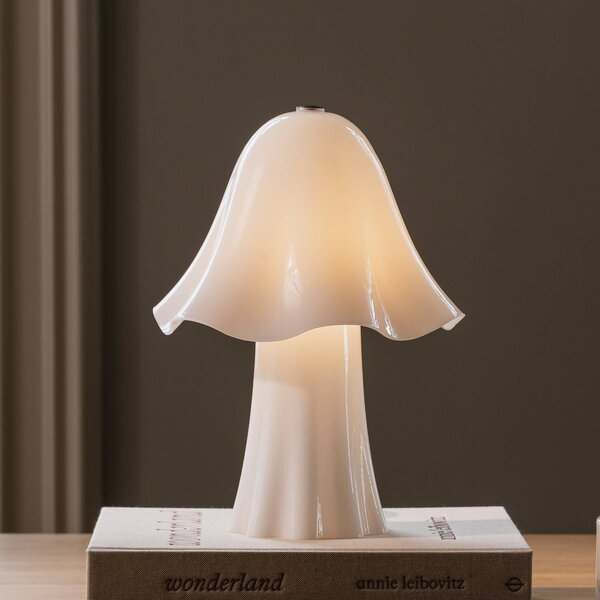 Globen Lighting Stolní lampa Bello, bílá, výška 30 cm, sklo/kov, Bílá / opál, Obývací pokoj / jídelna, Sklo, Skandinávský