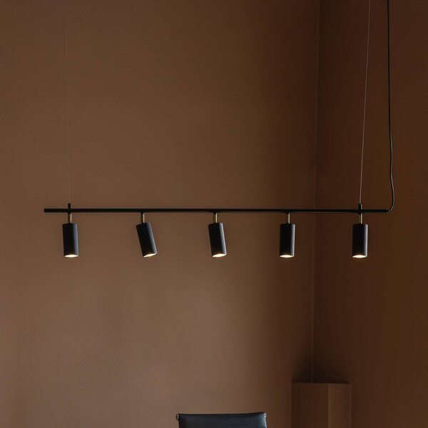 Globen Lighting Závěsné světlo Hubble 5, černé, délka 130 cm, 3 žárovky, stmívatelný, Černá, Obývací pokoj / jídelna, kov, Skandinávský