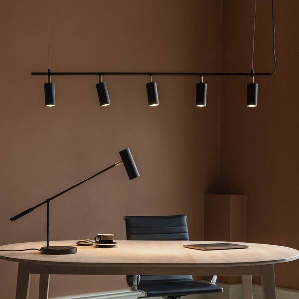 Globen Lighting Závěsné světlo Hubble 5, černé, délka 130 cm, 3 žárovky, stmívatelný, Černá, Obývací pokoj / jídelna, kov, Skandinávský
