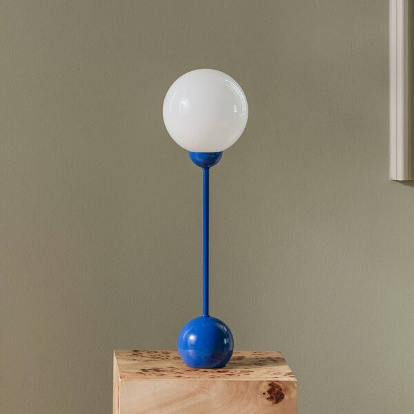 Globen Lighting Stolní lampa Ripley, modrá, výška 52 cm, železo/sklo, Modrá, Obývací pokoj / jídelna, kov, Design