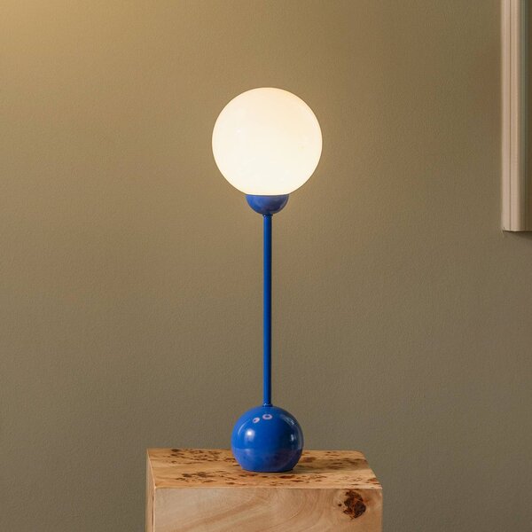 Globen Lighting Stolní lampa Ripley, modrá, výška 52 cm, železo/sklo, Modrá, Obývací pokoj / jídelna, kov, Design