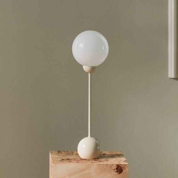 Globen Lighting Stolní lampa Ripley, béžová, výška 52 cm, železo/sklo, Krémová / jantar, Obývací pokoj / jídelna, kov, Design