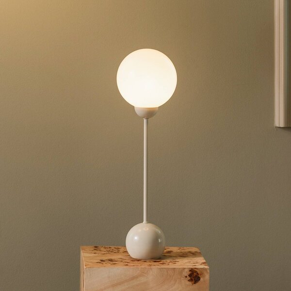 Globen Lighting Stolní lampa Ripley, béžová, výška 52 cm, železo/sklo, Krémová / jantar, Obývací pokoj / jídelna, kov, Design
