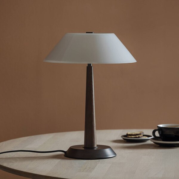 Globen Lighting Stolní lampa Ligna, výška 39 cm, bílá/bronzová/dubová, Bronz / starožitná mosaz, Obývací pokoj / jídelna, kov, Design
