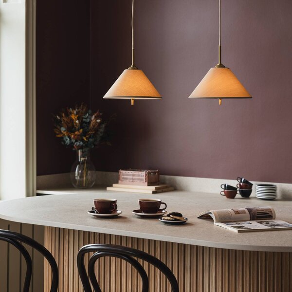 Globen Lighting závěsné světlo IRIS 25, mokka hnědá, Ø 25 cm, stmívatelný, Hnědá / rez, Obývací pokoj / jídelna, Textil / tkanina / hedvábí, Skandinávský