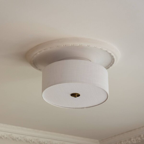 Globen Lighting Stropní světlo Noah, Ø 35 cm, bílé, stmívatelný, Bílá / opál, Obývací pokoj / jídelna, Textil / tkanina / hedvábí, Skandinávský