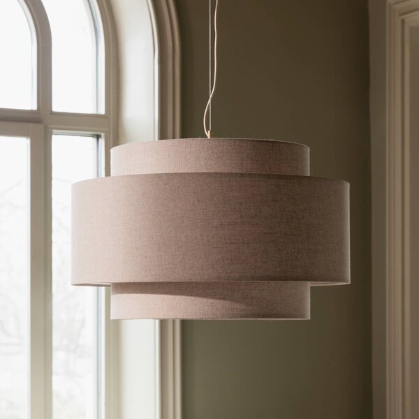 Globen Lighting Závěsné světlo Noah Bouclé, Ø 70 cm, béžové, stmívatelný, Krémová / jantar, Obývací pokoj / jídelna, Textil / tkanina / hedvábí, Skandinávský