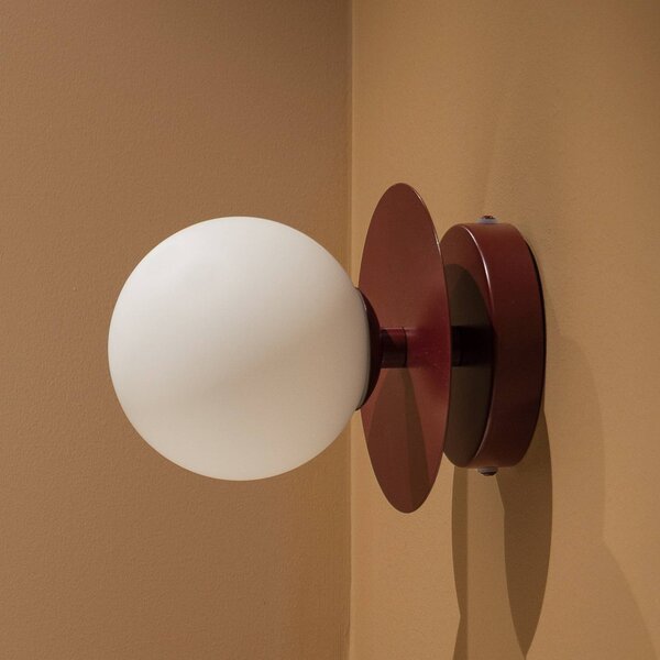 Globen Lighting nástěnné světlo ART DECO vínová/bílá Ø 16 cm IP44, stmívatelný, Červená, Obývací pokoj / jídelna, Sklo, Skandinávský