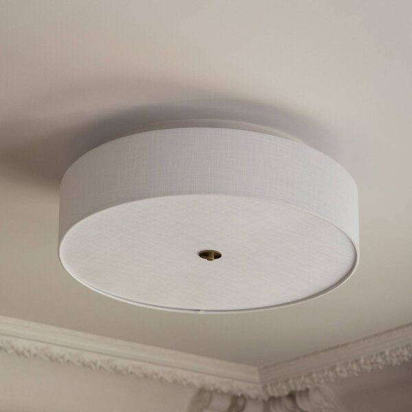 Globen Lighting Stropní světlo Noah, Ø 65 cm, bílé, stmívatelný, Bílá / opál, Obývací pokoj / jídelna, Textil / tkanina / hedvábí, Skandinávský