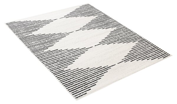 Makro Abra Moderní kusový koberec GRACE 3478A Geometrický krémový černý Rozměr: 140x200 cm