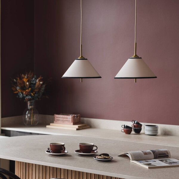 Globen Lighting závěsné světlo IRIS 25, krémová, Ø 25 cm, stmívatelný, Krémová / jantar, Obývací pokoj / jídelna, Textil / tkanina / hedvábí, Skandinávský