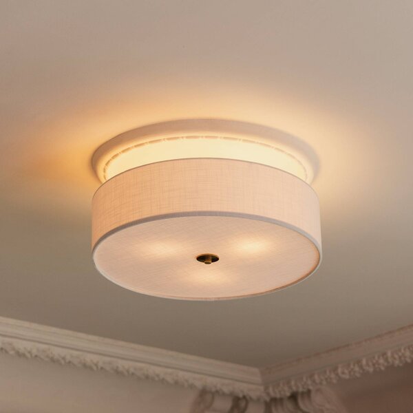 Globen Lighting Stropní světlo Noah, Ø 50 cm, bílé, stmívatelný, Bílá / opál, Obývací pokoj / jídelna, Textil / tkanina / hedvábí, Skandinávský