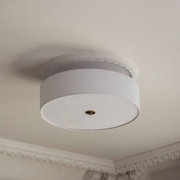 Globen Lighting Stropní světlo Noah, Ø 50 cm, bílé, stmívatelný, Bílá / opál, Obývací pokoj / jídelna, Textil / tkanina / hedvábí, Skandinávský