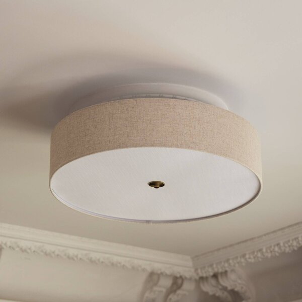 Globen Lighting Stropní světlo Noah, Ø 65 cm, béžové, stmívatelný, Krémová / jantar, Obývací pokoj / jídelna, Textil / tkanina / hedvábí, Skandinávský