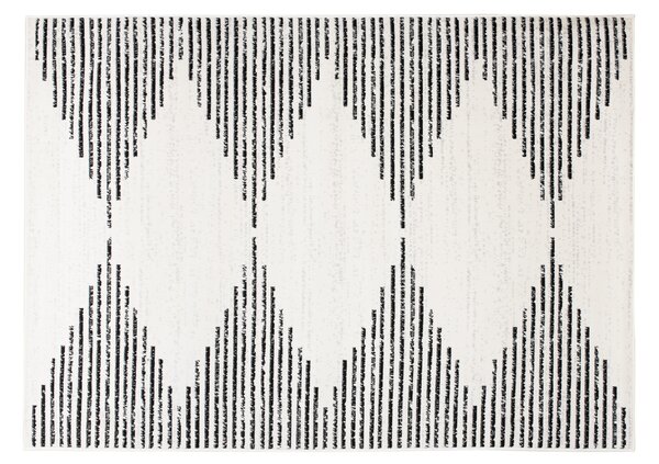 Makro Abra Moderní kusový koberec GRACE 3478A Geometrický krémový černý Rozměr: 140x200 cm