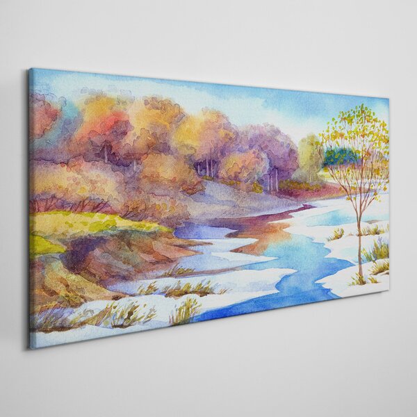 Obraz na plátně Obraz na plátně Akvarel strom řeka