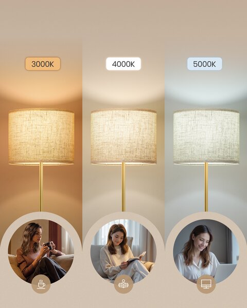 VASAGLE Stojací lampa s nastavitelnou výškou 140-170 cm zlatá černá