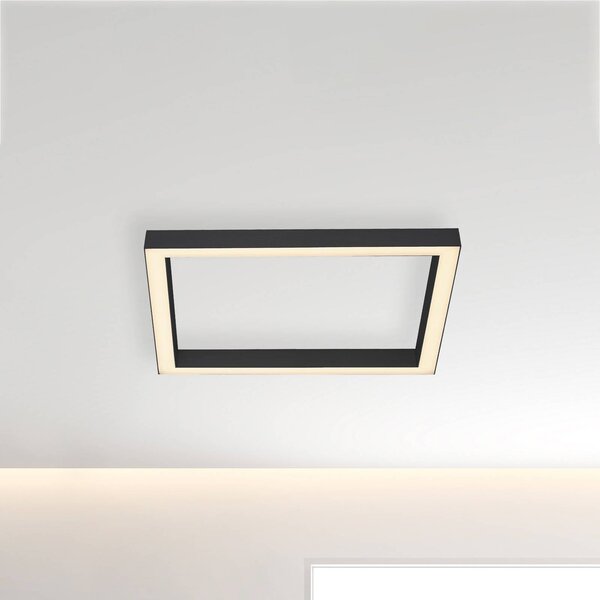 PURE Stropní svítidlo LED Lines, 55x55 cm, antracit, dálkové ovládání, stmívatelný, Černá, Obývací pokoj / jídelna, Hliník, Moderní