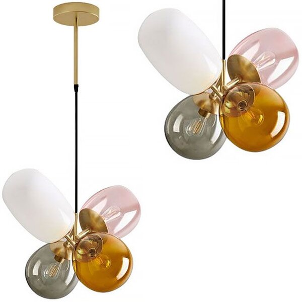 Toolight Toolight, Stropní svítidlo ze skla vícebarevné E14 60W APP436-4C, OSW-00565