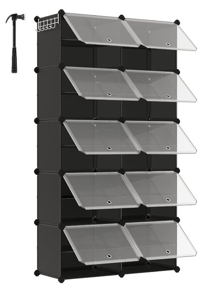 SONGMICS Modulární botník 10 boxů 83 x 156 x 32 cm černá
