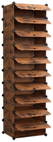 SONGMICS Modulární botník 10 boxů 43 x 173 x 31 cm hnědá