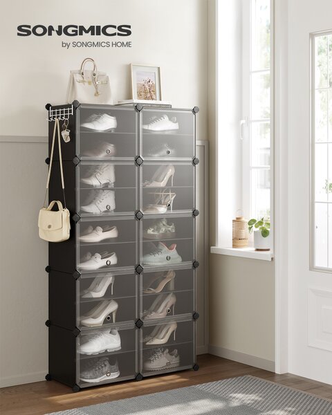 SONGMICS Modulární botník 10 boxů 83 x 156 x 32 cm černá