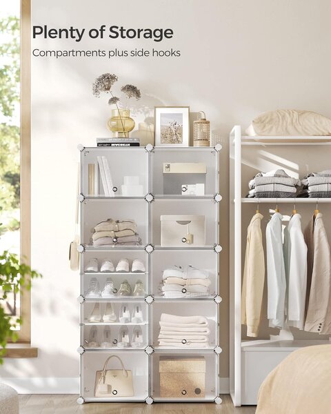 SONGMICS Modulární botník 10 boxů 83 x 156 x 32 cm bílá
