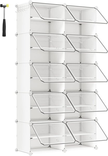 SONGMICS Modulární botník 10 boxů 83 x 156 x 32 cm bílá