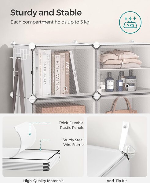 SONGMICS Modulární botník 10 boxů 83 x 156 x 32 cm bílá