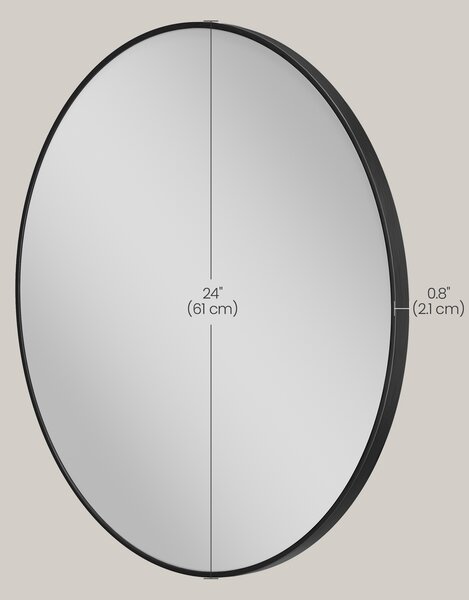 SONGMICS Nástěnné zrcadlo kulaté kovový rám 61 cm černá