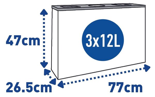 Alda Sestava na tříděný odpad Eko Station 3 x 60 l, lakovaná ocel, šedá