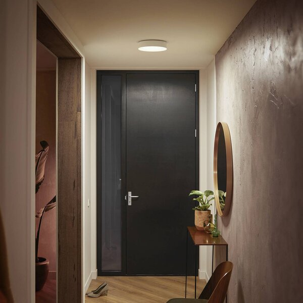 Philips Hue Stropní svítidlo Enrave LED 26,1 cm bílé, stmívatelný, Bílá / opál, Obývací pokoj / jídelna, kov, Moderní