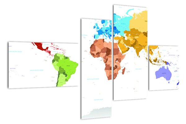 Obraz - barevná mapa světa (110x70cm)