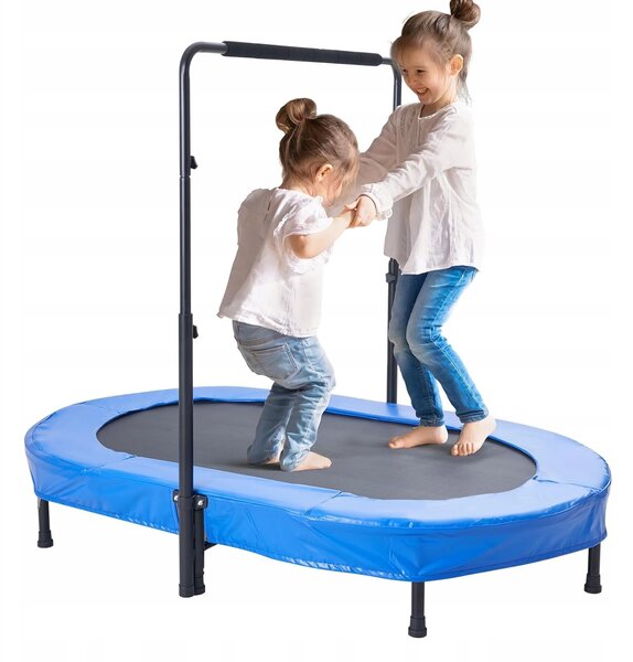 Trampolína 143,5CM Udźwig 100KG Regulowanych Wysokości Niebieska Dla Dzieci