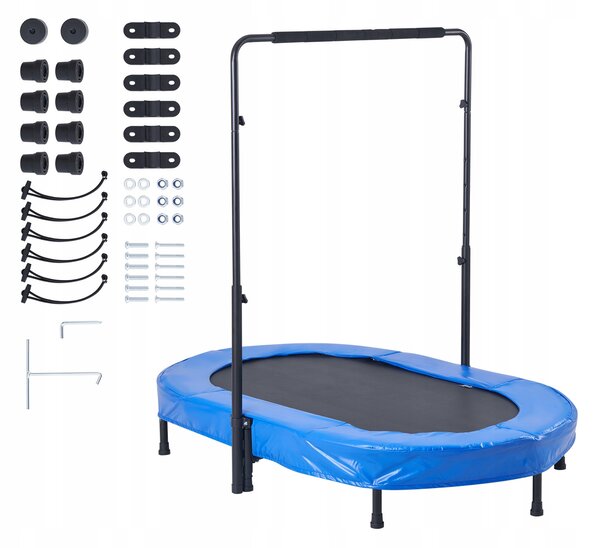 Trampolína 143,5CM Udźwig 100KG Regulowanych Wysokości Niebieska Dla Dzieci