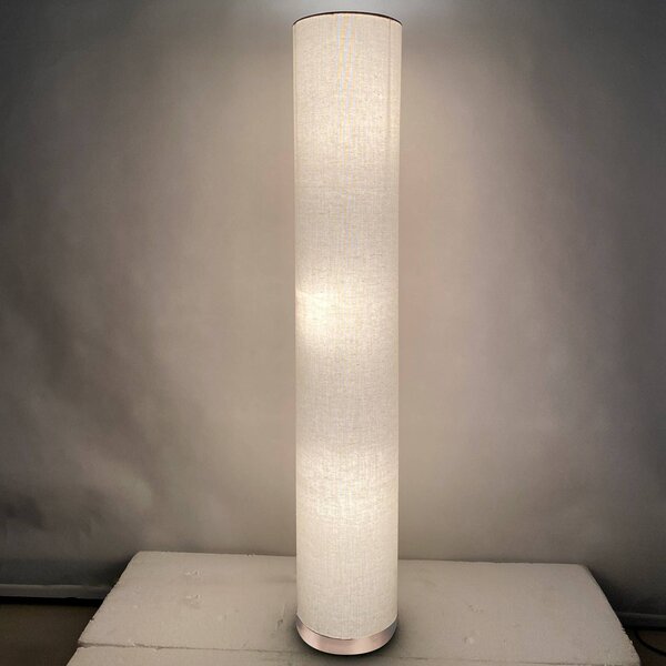 Globo Stojací lampa Ava, pískové textilní stínidlo, Krémová / jantar, Obývací pokoj / jídelna, Textil / tkanina / hedvábí, Moderní