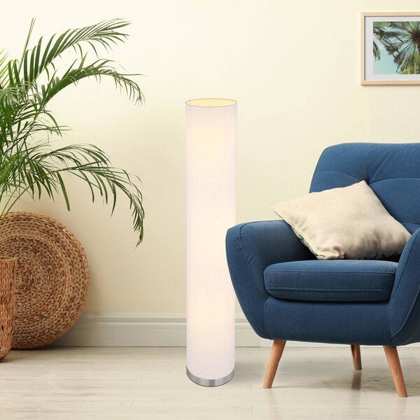 Globo Stojací lampa Ava, pískové textilní stínidlo, Krémová / jantar, Obývací pokoj / jídelna, Textil / tkanina / hedvábí, Moderní