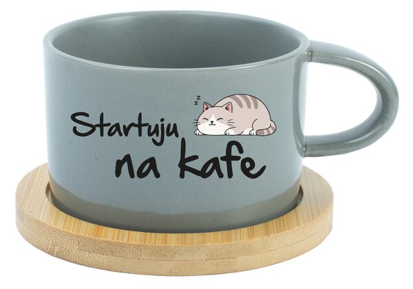 STARTUJU NA KAFE - šedý hrníček makronka 200 ml