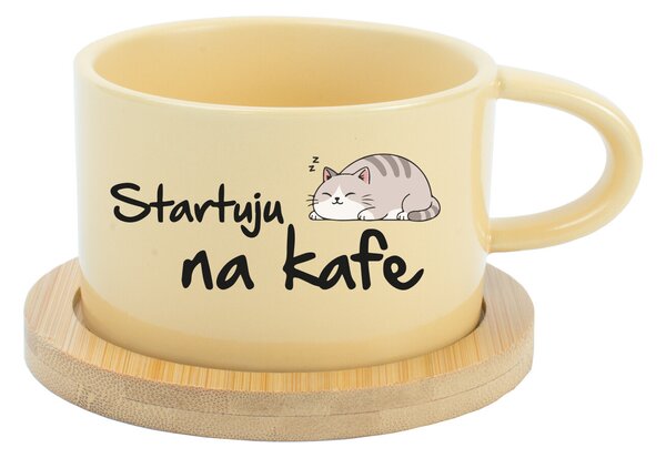 STARTUJU NA KAFE - žlutý hrníček makronka 200 ml