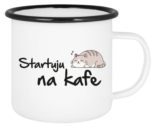 STARTUJU NA KAFE - bílý plecháček 350 ml