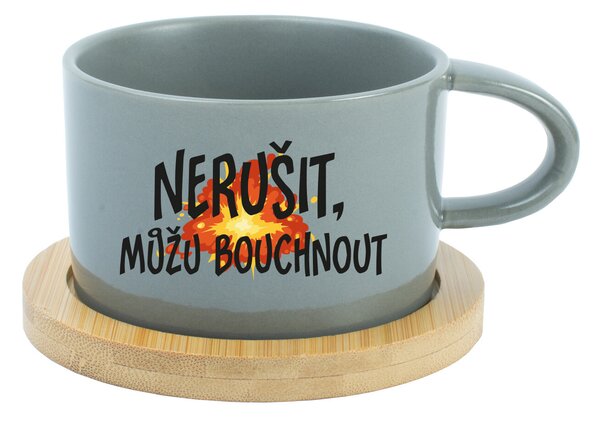 NERUŠIT, MŮŽU BOUCHNOUT. - šedý hrníček makronka 200 ml
