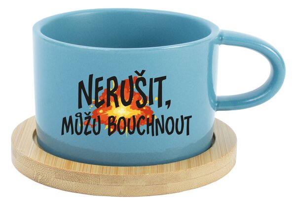 NERUŠIT, MŮŽU BOUCHNOUT. - modrý hrníček makronka 200 ml