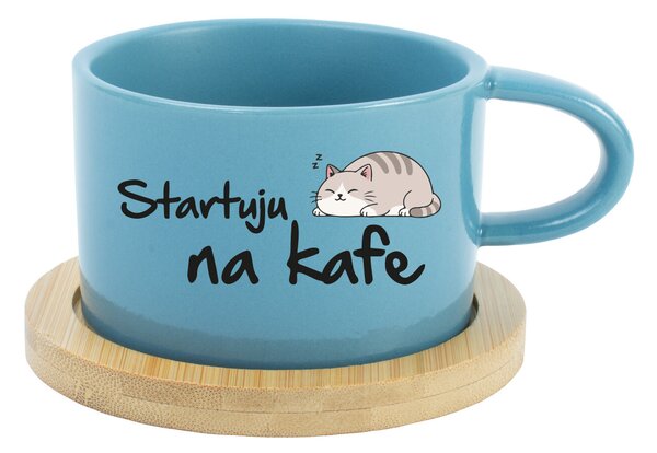 STARTUJU NA KAFE - modrý hrníček makronka 200 ml