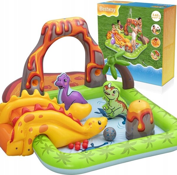 Nafukovací bazén obdélníkový DĚTSKÉ HŘIŠTĚ VODNÍ DINOSAUŘI Bestway 262 x 188 cm