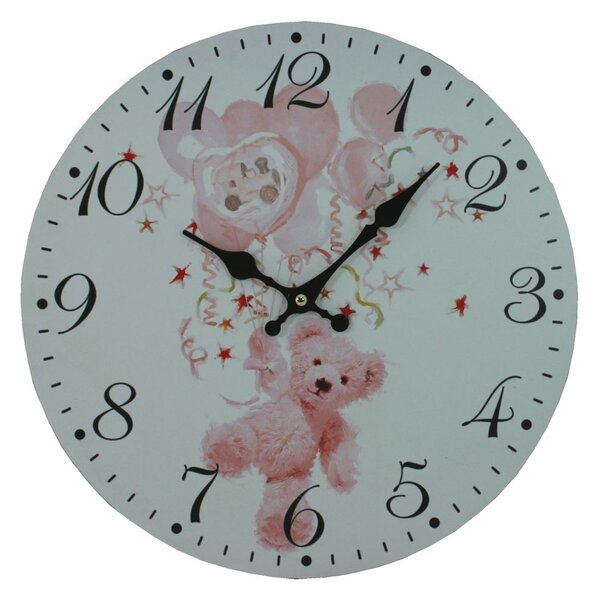 Nástěnné hodiny Teddy růžový 1990995