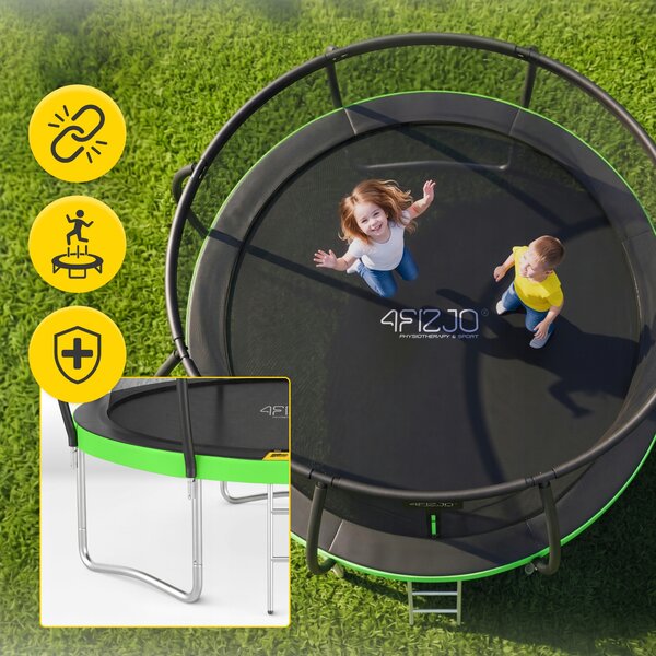 Zahradní trampolína pro děti 4FIZJO 312 cm se sítí a žebříkem